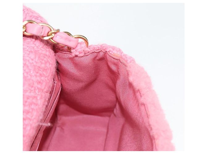 CHANEL Borsa a Spalla Matelassé Catena Lana Rosa Oro CC Auth 128240SM D'oro - vista 23
