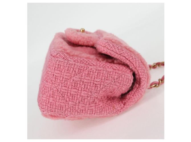 CHANEL Borsa a Spalla Matelassé Catena Lana Rosa Oro CC Auth 128240SM D'oro - vista 4