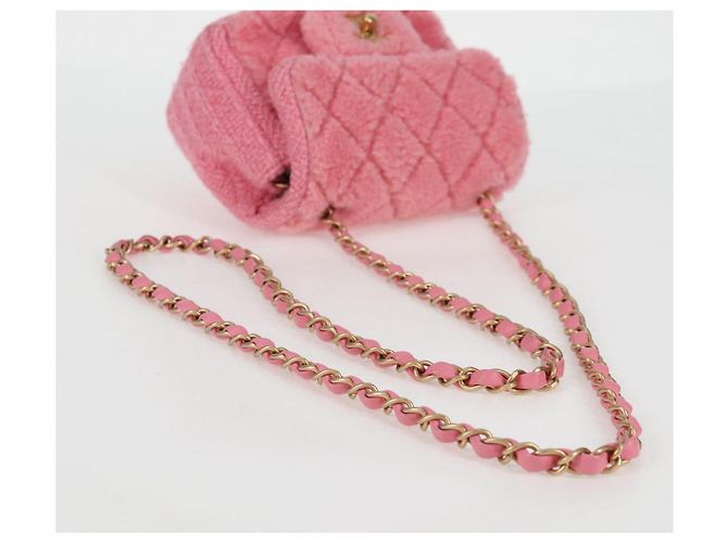 CHANEL Borsa a Spalla Matelassé Catena Lana Rosa Oro CC Auth 128240SM D'oro - vista 7