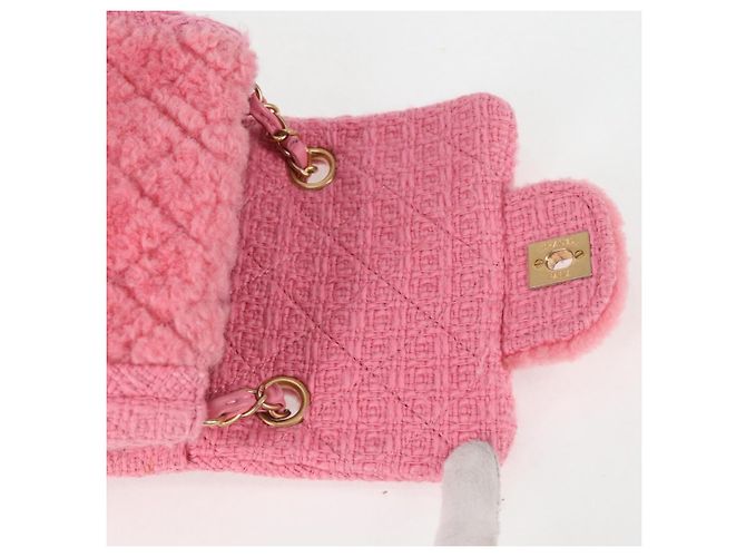 CHANEL Borsa a Spalla Matelassé Catena Lana Rosa Oro CC Auth 128240SM D'oro - vista 8