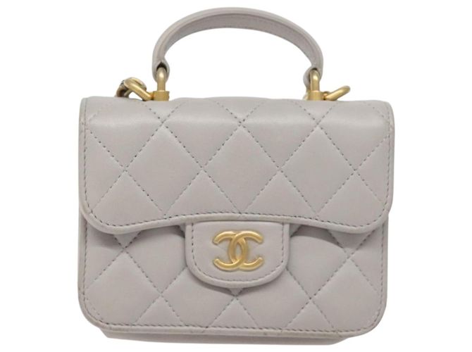 CHANEL Borsa a Spalla Matelassé con Catena in Pelle di Agnello Grigia Oro CC Auth 128807SAM Marrone D'oro - vista 13