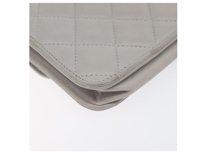 CHANEL Borsa a Spalla Matelassé con Catena in Pelle di Agnello Grigia Oro CC Auth 128807SAM Marrone D'oro - vista 17