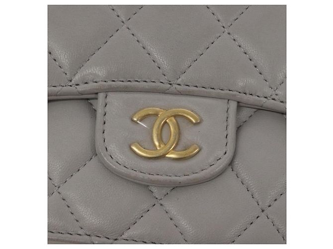 CHANEL Borsa a Spalla Matelassé con Catena in Pelle di Agnello Grigia Oro CC Auth 128807SAM Marrone D'oro - vista 18