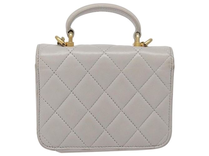 CHANEL Borsa a Spalla Matelassé con Catena in Pelle di Agnello Grigia Oro CC Auth 128807SAM Marrone D'oro - vista 2