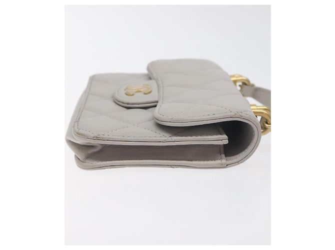 CHANEL Borsa a Spalla Matelassé con Catena in Pelle di Agnello Grigia Oro CC Auth 128807SAM Marrone D'oro - vista 3