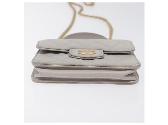CHANEL Borsa a Spalla Matelassé con Catena in Pelle di Agnello Grigia Oro CC Auth 128807SAM Marrone D'oro - vista 5