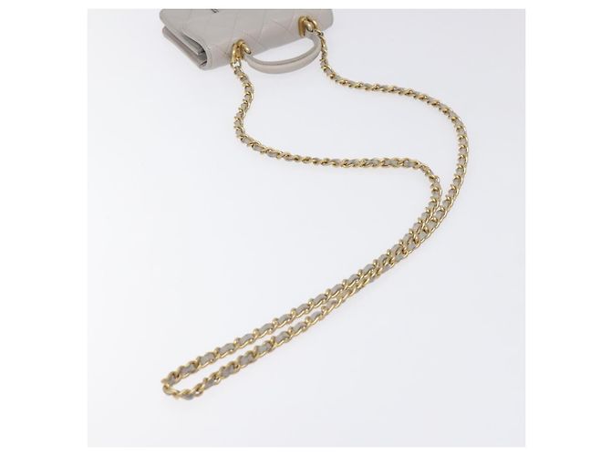 CHANEL Borsa a Spalla Matelassé con Catena in Pelle di Agnello Grigia Oro CC Auth 128807SAM Marrone D'oro - vista 9