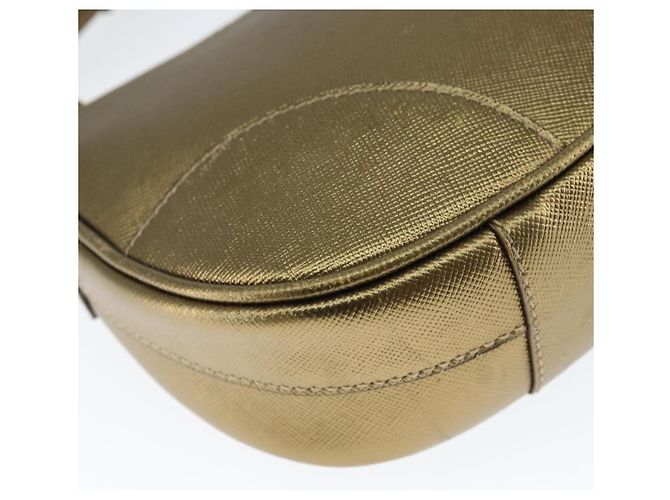 Saffiano Bolso de Hombro PRADA de cuero Safiano Oro Auth 149196V Dorado - vista 14