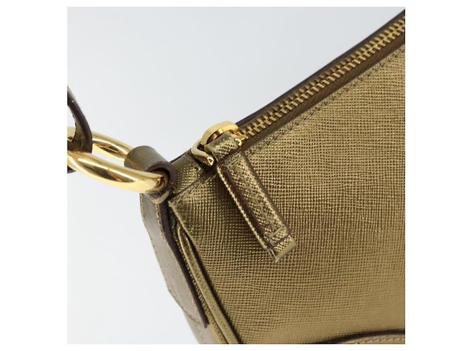 Saffiano Bolso de Hombro PRADA de cuero Safiano Oro Auth 149196V Dorado - vista 18
