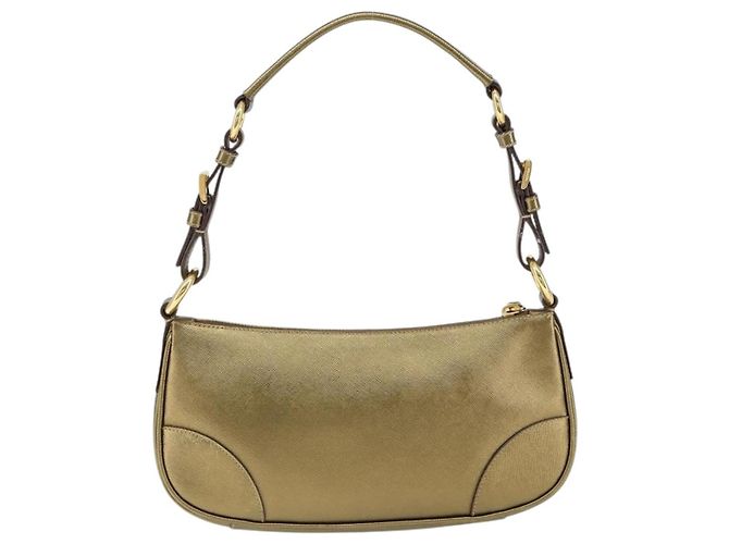 Saffiano Bolso de Hombro PRADA de cuero Safiano Oro Auth 149196V Dorado - vista 2