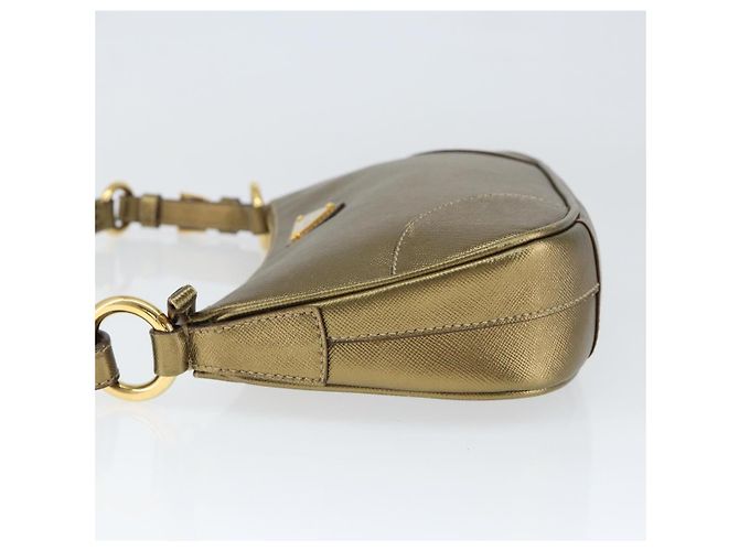 Saffiano Bolso de Hombro PRADA de cuero Safiano Oro Auth 149196V Dorado - vista 4