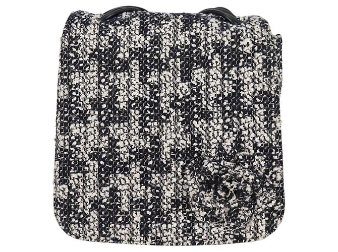 Borsa a Spalla CHANEL Catena Tweed Nero Argento CC Auth 131083SM - vista 13
