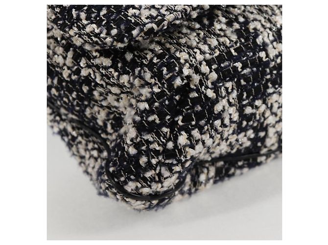 Borsa a Spalla CHANEL Catena Tweed Nero Argento CC Auth 131083SM - vista 16