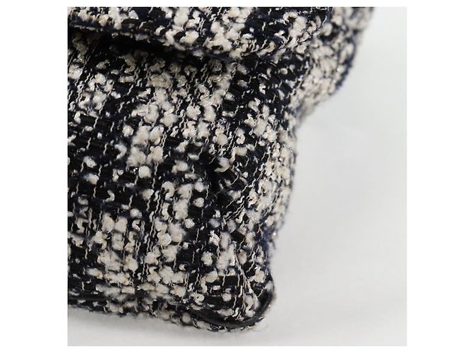 Borsa a Spalla CHANEL Catena Tweed Nero Argento CC Auth 131083SM - vista 17
