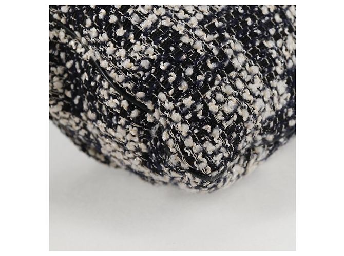 Borsa a Spalla CHANEL Catena Tweed Nero Argento CC Auth 131083SM - vista 18