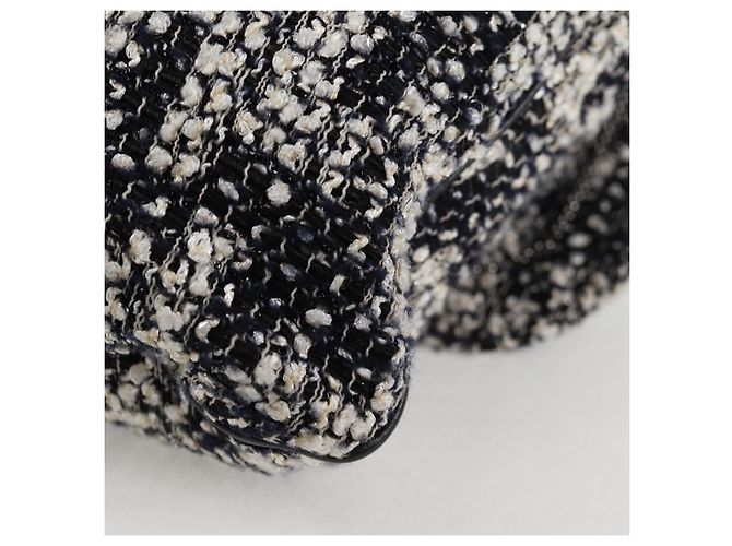 Borsa a Spalla CHANEL Catena Tweed Nero Argento CC Auth 131083SM - vista 19