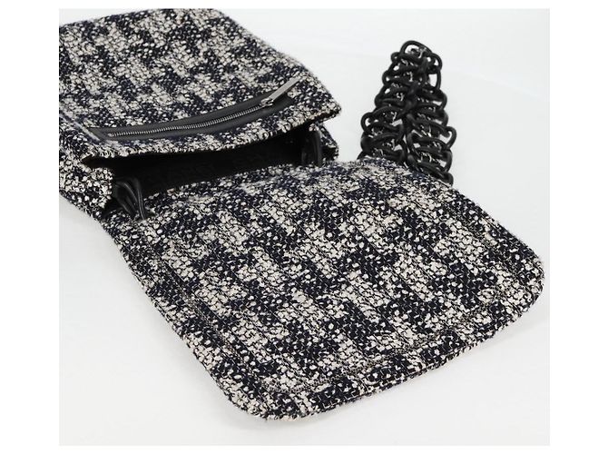 Borsa a Spalla CHANEL Catena Tweed Nero Argento CC Auth 131083SM - vista 21