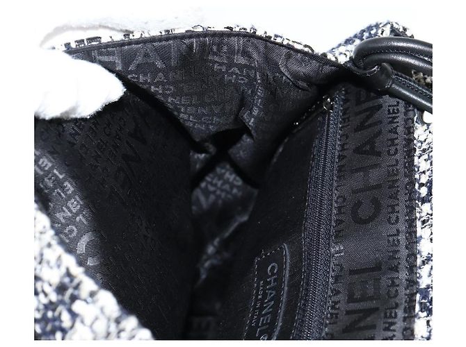 Borsa a Spalla CHANEL Catena Tweed Nero Argento CC Auth 131083SM - vista 26