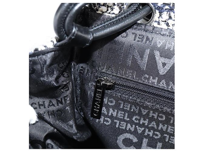 Borsa a Spalla CHANEL Catena Tweed Nero Argento CC Auth 131083SM - vista 27