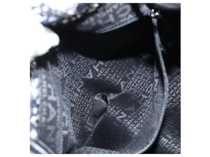 Borsa a Spalla CHANEL Catena Tweed Nero Argento CC Auth 131083SM - vista 28