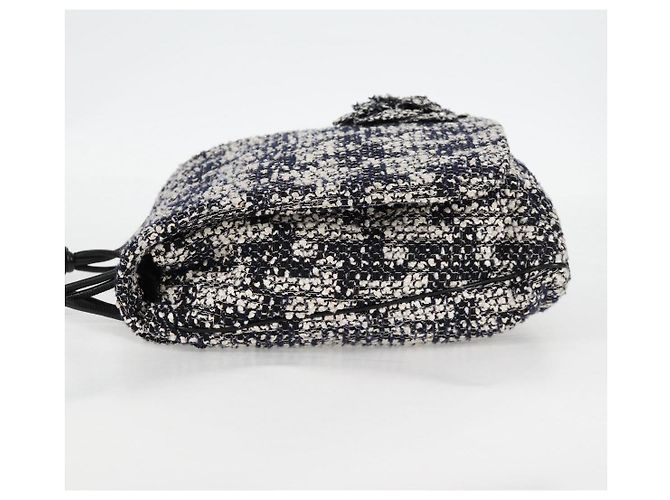 Borsa a Spalla CHANEL Catena Tweed Nero Argento CC Auth 131083SM - vista 3