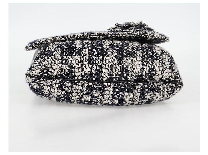 Borsa a Spalla CHANEL Catena Tweed Nero Argento CC Auth 131083SM - vista 5
