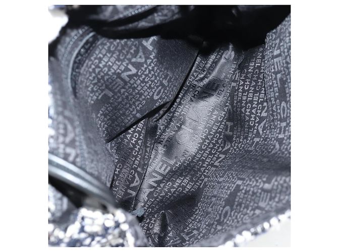 Borsa a Spalla CHANEL Catena Tweed Nero Argento CC Auth 131083SM - vista 9