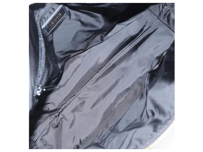 Bolsa de mão VERSACE em nylon 2 vias preta e dourada Auth 118725V Preto Dourado - vista 11