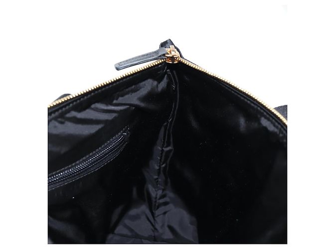 Bolsa de mão VERSACE em nylon 2 vias preta e dourada Auth 118725V Preto Dourado - vista 19