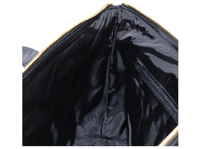 Bolsa de mão VERSACE em nylon 2 vias preta e dourada Auth 118725V Preto Dourado - vista 20