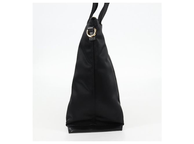 Bolsa de mão VERSACE em nylon 2 vias preta e dourada Auth 118725V Preto Dourado - vista 3