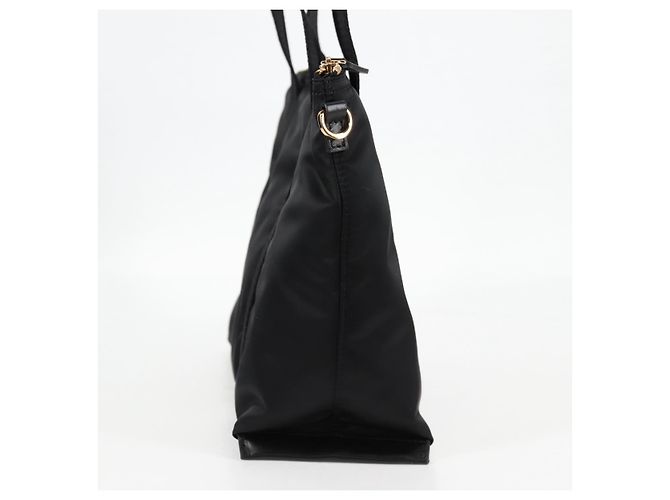 Bolsa de mão VERSACE em nylon 2 vias preta e dourada Auth 118725V Preto Dourado - vista 4