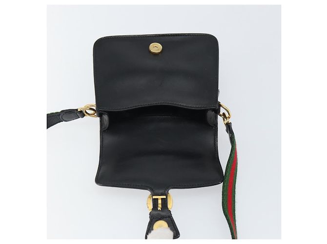 Borsa a Spalla in Pelle Gucci Web Sherry Line Nera Rossa 007 1274 0230 Auth 162391V Nero Rosso Verde - vista 10