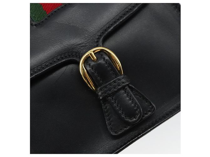 Borsa a Spalla in Pelle Gucci Web Sherry Line Nera Rossa 007 1274 0230 Auth 162391V Nero Rosso Verde - vista 17