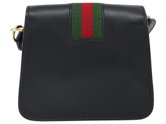 Borsa a Spalla in Pelle Gucci Web Sherry Line Nera Rossa 007 1274 0230 Auth 162391V Nero Rosso Verde - vista 2