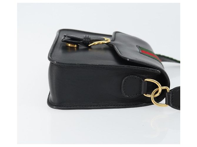 Borsa a Spalla in Pelle Gucci Web Sherry Line Nera Rossa 007 1274 0230 Auth 162391V Nero Rosso Verde - vista 3