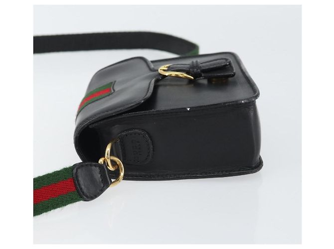 Borsa a Spalla in Pelle Gucci Web Sherry Line Nera Rossa 007 1274 0230 Auth 162391V Nero Rosso Verde - vista 4