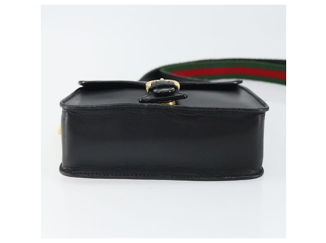 Borsa a Spalla in Pelle Gucci Web Sherry Line Nera Rossa 007 1274 0230 Auth 162391V Nero Rosso Verde - vista 5