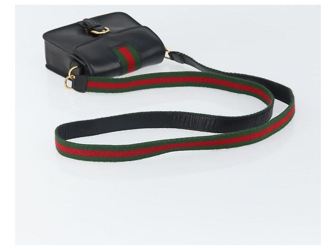 Borsa a Spalla in Pelle Gucci Web Sherry Line Nera Rossa 007 1274 0230 Auth 162391V Nero Rosso Verde - vista 7