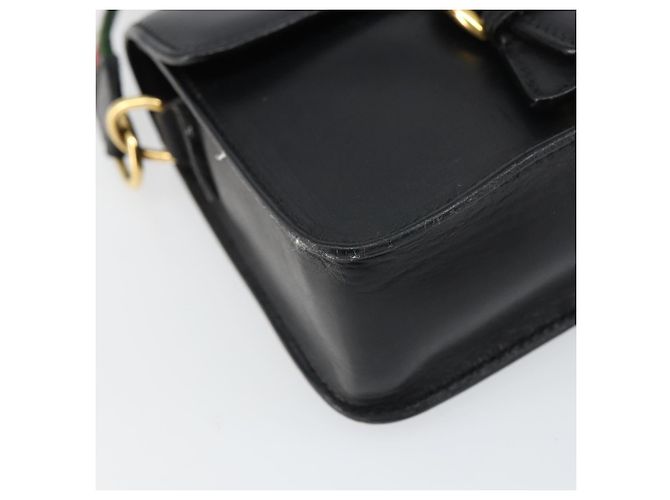 Borsa a Spalla in Pelle Gucci Web Sherry Line Nera Rossa 007 1274 0230 Auth 162391V Nero Rosso Verde - vista 9