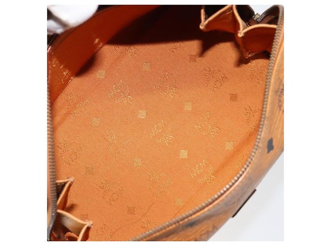 MCM Vicetos Logogram Borsa a Mano PVC Marrone Oro Auth BA7030 D'oro - vista 11
