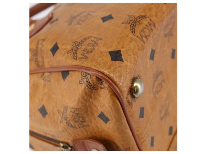 MCM Vicetos Logogram Borsa a Mano PVC Marrone Oro Auth BA7030 D'oro - vista 14