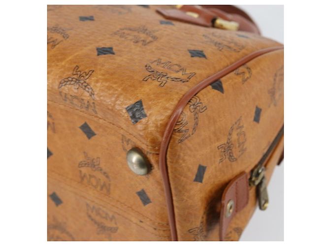 MCM Vicetos Logogram Borsa a Mano PVC Marrone Oro Auth BA7030 D'oro - vista 15