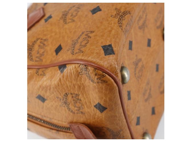 MCM Vicetos Logogram Borsa a Mano PVC Marrone Oro Auth BA7030 D'oro - vista 16