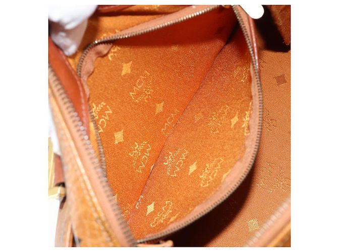 MCM Vicetos Logogram Borsa a Mano PVC Marrone Oro Auth BA7030 D'oro - vista 20
