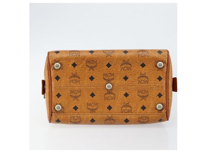 MCM Vicetos Logogram Borsa a Mano PVC Marrone Oro Auth BA7030 D'oro - vista 5