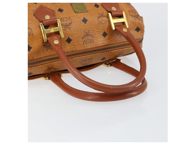 MCM Vicetos Logogram Borsa a Mano PVC Marrone Oro Auth BA7030 D'oro - vista 7