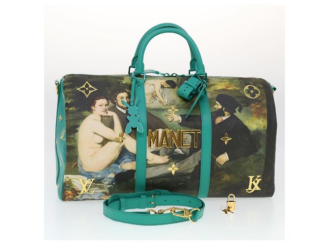 LOUIS VUITTON Collezione Masters MANET Keepall Bandouliere 50 M43344 Auth 44429SM Turchese Monogramma - vista 28