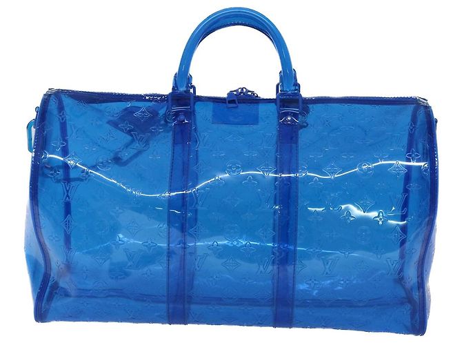 LOUIS VUITTON Borsa Keepall Bandoulière 50 in Vinile Monogram Blu M53272 Auth 46351SM - vista 2