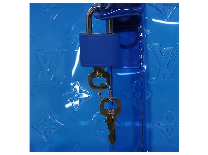 LOUIS VUITTON Borsa Keepall Bandoulière 50 in Vinile Monogram Blu M53272 Auth 46351SM - vista 20